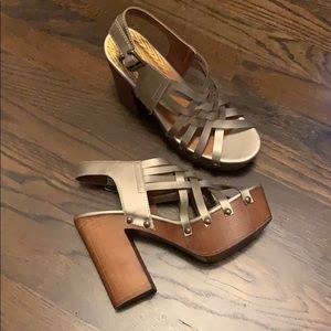 Metallic chunky heels